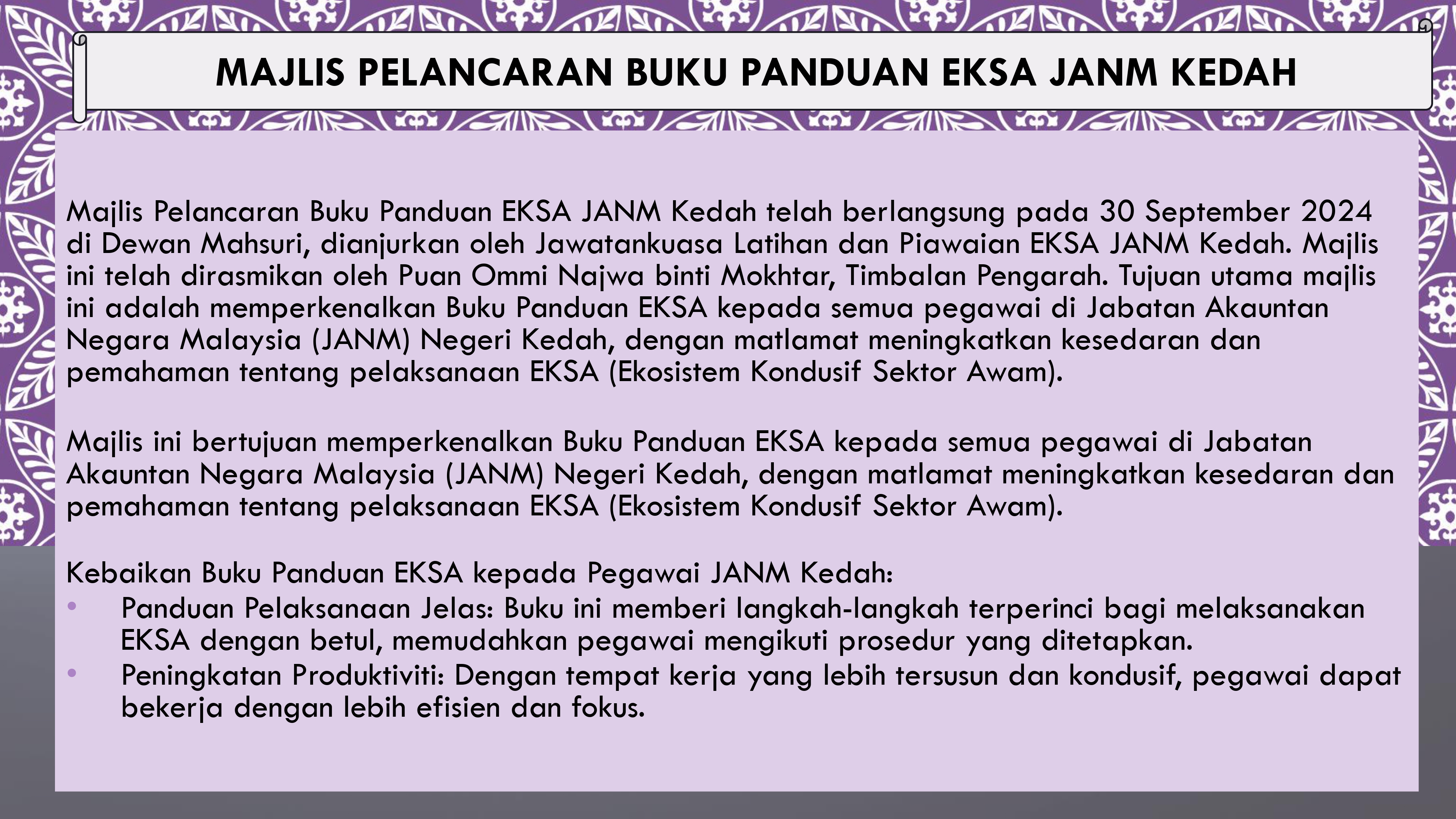 MAJLIS PELANCARAN BUKU PANDUAN EKSA JANM KEDAH page 0001